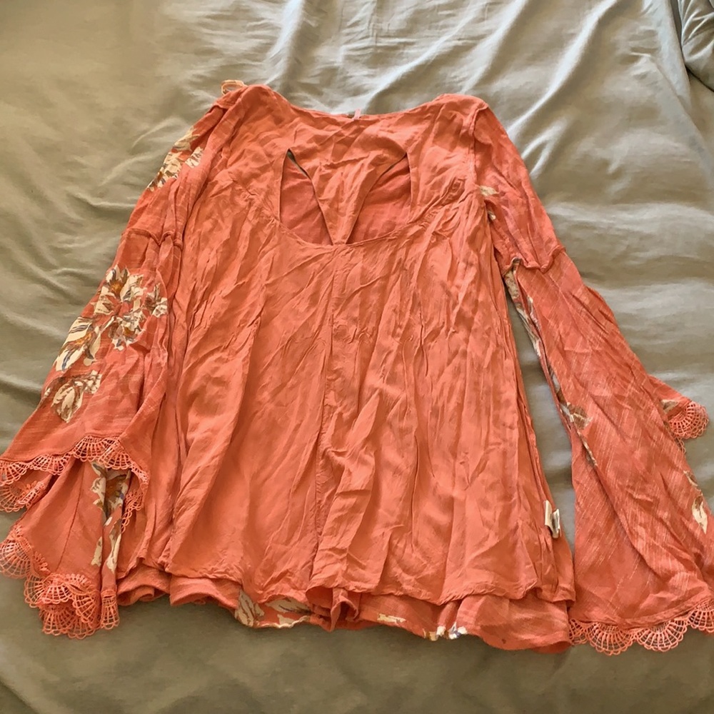 Free people wanderer mini boho dress preowned S - Picture 11 of 12